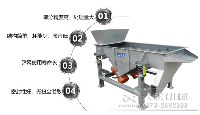 1016型直線振動(dòng)篩特點(diǎn)：1，篩分精度高，處理量大。2，結(jié)構(gòu)簡(jiǎn)單，耗能少，噪音低，3，篩網(wǎng)使用壽命長(zhǎng)，密封性好無(wú)粉塵溢散。